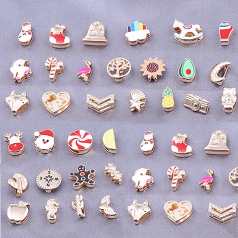 Christmas Enamel Alloy Charms For 10mm Mesh Bracelet DIY Reindeer Santa Snowman Avocado Flower Rhinestone Jewelry Accessories
