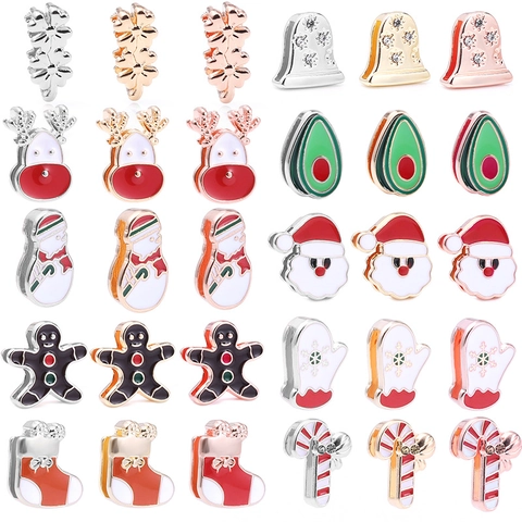 Christmas Enamel Alloy Charms For 10mm Mesh Bracelet DIY Reindeer Santa Snowman Avocado Flower Rhinestone Jewelry Accessories