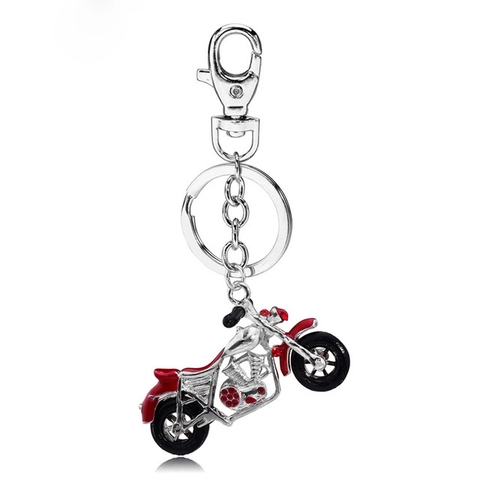 Llavero de Motocicleta Aleación Plata Colgante Esmalte Rojo Genial Anillo de Llave Metal para Coche Moto Bolsa Decoración Diaria