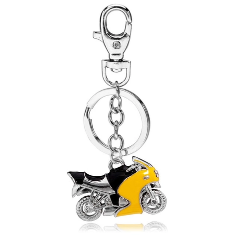 Creative Motorcycle Shape Alloy Keychain Yellow Black Drip Oil Pendant Bag Accessory Gift Fashion Cool Key Holder For Men Women