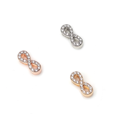 Infinity Symbol Charm For Mesh Bracelet Fashion Alloy Pavé Rhinestone Jewelry Findings Accessory For Couples DIY Jewelry Making