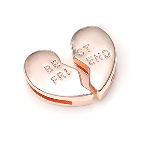 Best Friend Heart Split Charms For Mesh Bracelet Alloy Stainless Steel Silver Plated DIY Jewelry Making Pendants Gift