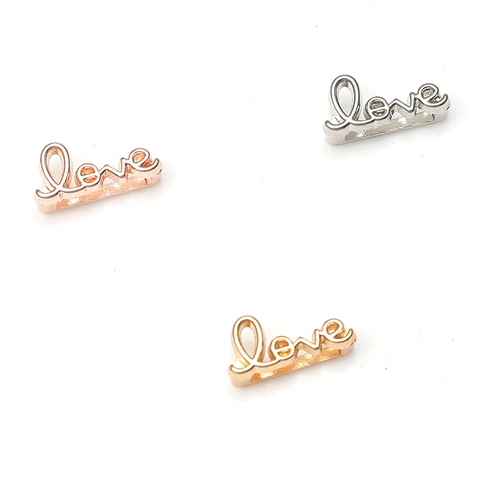 Fashion Love Letter Slide Charms Alloy Silver Plated DIY Bracelet Accessories For Women Stainless Steel Mesh Band Decor