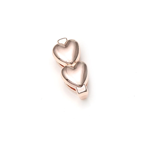 Double Heart Slider Charm For Stainless Steel Mesh Bracelet DIY Alloy Jewelry Accessories For Women Men Gift Gold Silver