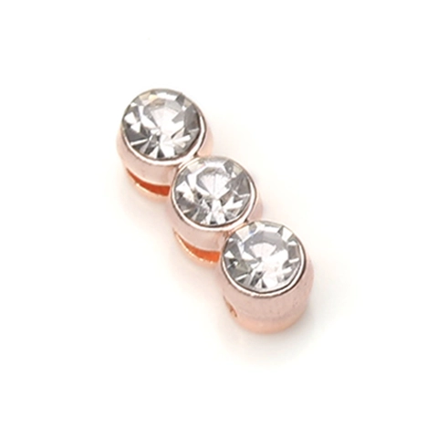 Triple Stone Cubic Zirconia Slider Charm Alloy Inlaid Jewelry Accessory For DIY Bracelet Gold Silver Rose Gold Plated