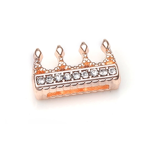 Fashion Alloy Crown Charm Slider With Zirconia Inlaid Stainless Steel Jewelry Accessory For Watch Band Bracelet Making