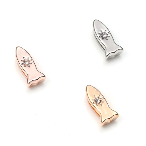 Alloy Rhinestone Fish Rocket Snowflake Slider Charms For Stainless Steel Mesh Bracelet Jewelry Making Accessory For Women
