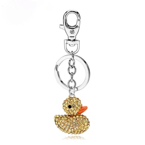 Strass Eingelegt Ente Schlüsselanhänger Für Damen Tasche Charme Elegant Legierung Tier Figuren Anhänger Auto Schlüsselring Funkelndes Accessoire Geschenk