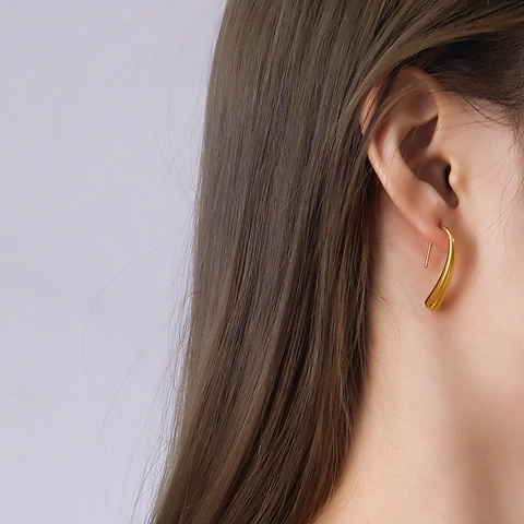 Pendientes de Gancho de Gota de Agua de Acero de Titanio Chapados en Oro de 18K Estilo Francés Pendientes Geométricos Mujer