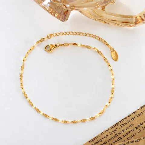 Minimalist Titanium Steel Lip Chain Anklet For Women 18K Gold Plated Beach Foot Jewelry Summer Elegant Foot Accessory