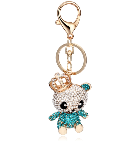 Simpatico Portachiavi a Forma di Orso Blu con Corona e Strass in Lega Ciondolo per Borsa Intarsiato di Cristallo Gioielli Squisiti per Donna