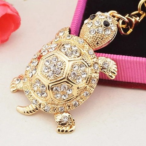 Simpatico Portachiavi a Forma di Tartaruga Con Strass Ciondolo in Lega per Auto e Borsa Regalo Per Uomo e Donna