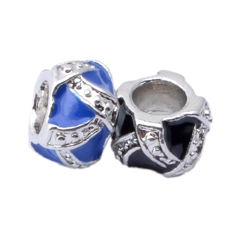 Versilberte Legierung Emaille Strass Perlen Für DIY Armband Herstellung Großloch Blume Charm Perlen Damen Modeschmuck