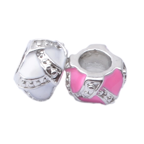 Versilberte Legierung Emaille Strass Perlen Für DIY Armband Herstellung Großloch Blume Charm Perlen Damen Modeschmuck