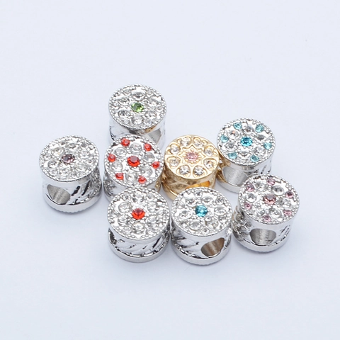 Alloy Rhinestone DIY Charm Bead Hollow Flower Heart Large Hole Beads For Bracelet Necklace Jewelry Making Accessories