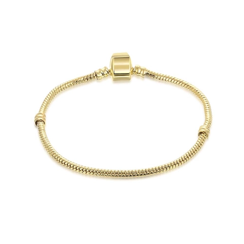 European Style Alloy Snake Chain Bracelet DIY Charms Base Electroplated Barrel Clasp Gold Rose Gold Silver Unisex Jewelry
