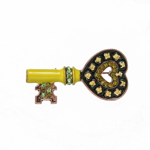 Spilla Chiave a Cuore in Lega Vintage da Donna Lussuosa Spilla da Risvolto in Smalto con Strass Accessorio per Abbigliamento Gioielli Spilla Regalo