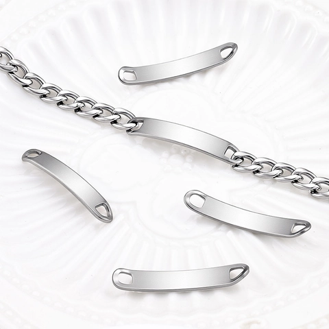 Roestvrij Staal Gebogen ID Plaat Hanger DIY Sieraden Maken Accessoires Connector Voor Armband Ketting Ambachten Effen Metalen Plaat