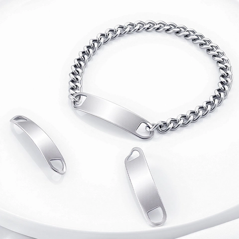 Roestvrij Staal Gebogen ID Plaat Hanger DIY Sieraden Maken Accessoires Connector Voor Armband Ketting Ambachten Effen Metalen Plaat