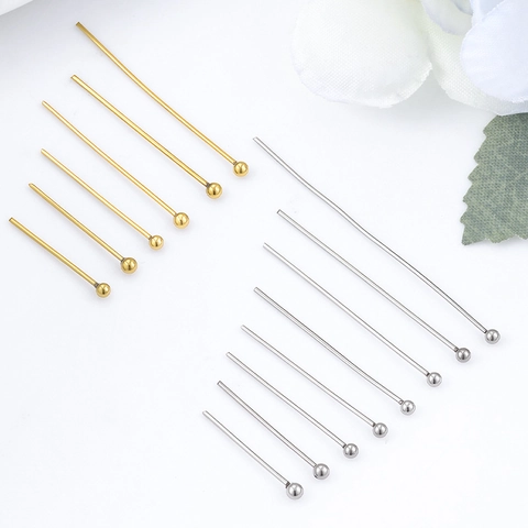 Stainless Steel Ball Head Pins Jewelry Findings DIY Accessories Professional Beading Supplies Gold Silver Plated Jewelry Pins