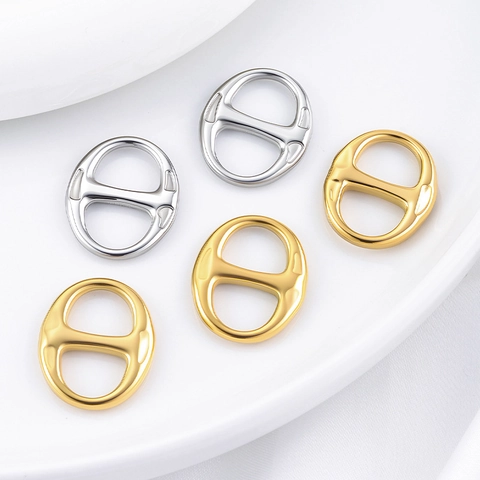 Ciondolo Naso di Maiale in Acciaio Inossidabile Ovale Galvanico a Vuoto Stile Catena d'Ancora per DIY Creazione di Gioielli Collane Bracciali Accessori