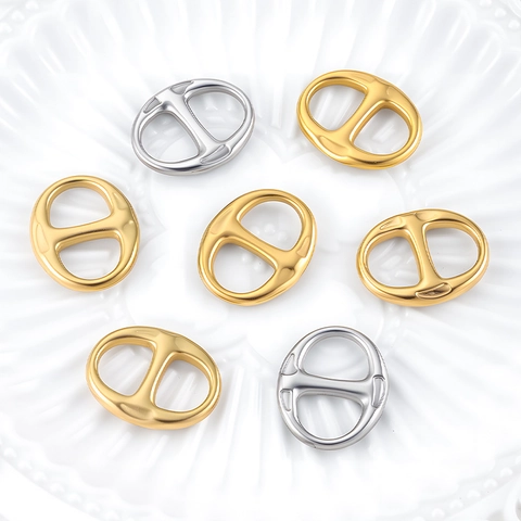 Ciondolo Naso di Maiale in Acciaio Inossidabile Ovale Galvanico a Vuoto Stile Catena d'Ancora per DIY Creazione di Gioielli Collane Bracciali Accessori