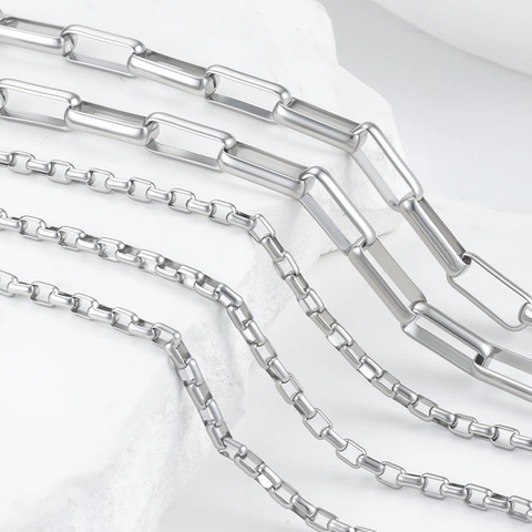 Stainless Steel DIY Jewelry Chain For Necklace Bracelet Making Paperclip Link Rolo Chain Findings For Crafting Fashion Jewelry Components