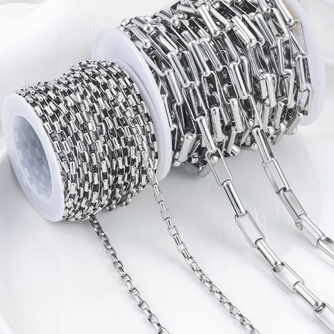 Stainless Steel DIY Jewelry Chain For Necklace Bracelet Making Paperclip Link Rolo Chain Findings For Crafting Fashion Jewelry Components