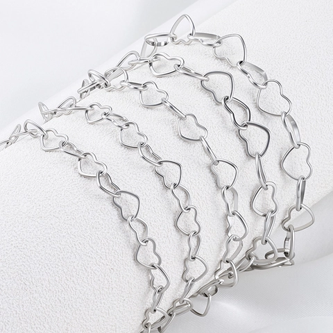 Cadena de Eslabones de Corazón de Acero Inoxidable 304 para Joyería DIY Eslabones en Forma de Corazón para Collares Pulseras