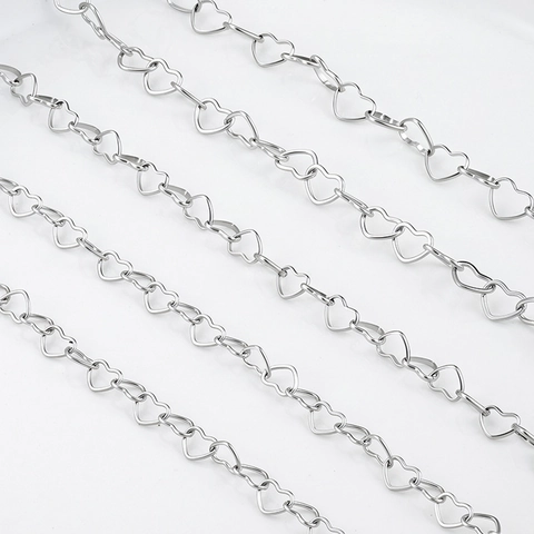 Cadena de Eslabones de Corazón de Acero Inoxidable 304 para Joyería DIY Eslabones en Forma de Corazón para Collares Pulseras