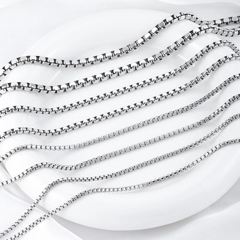 Polished Stainless Steel Box Chain Four Sided Square Pearl Chain For DIY Jewelry Making Necklace Bracelet Findings Crafts