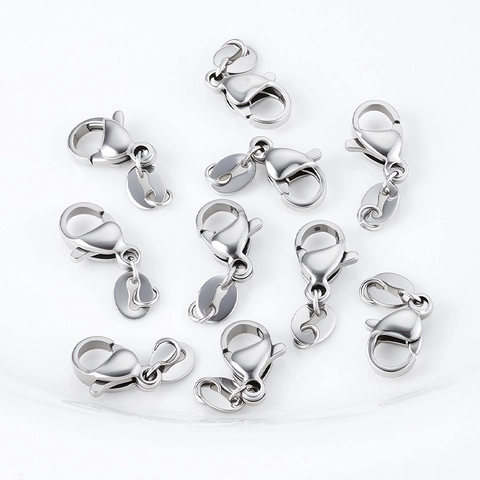 Stainless Steel Lobster Clasp With Lip Tag Connectors For DIY Necklace Bracelet Jewelry Making Findings Accessories Smooth Polished