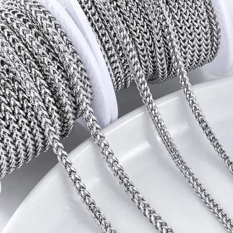 304 Stainless Steel Wheat Chain Necklace For Men Women High Polished Franco Link Chain Versatile Trendy Metal Necklace Jewelry