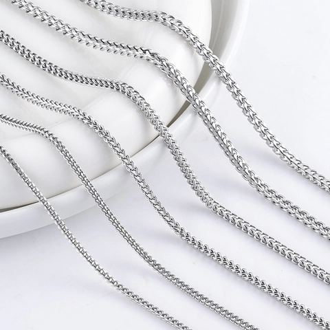 304 Stainless Steel Wheat Chain Necklace For Men Women High Polished Franco Link Chain Versatile Trendy Metal Necklace Jewelry