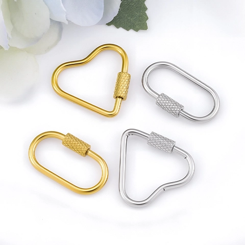 Stainless Steel Heart Oval Screw Lock Connector Gold Silver DIY Jewelry Making Necklace Bracelet Accessory Finding