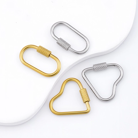 Stainless Steel Heart Oval Screw Lock Connector Gold Silver DIY Jewelry Making Necklace Bracelet Accessory Finding
