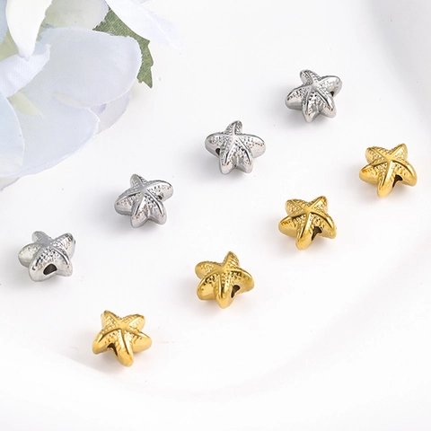 304 Roestvrij Staal Zeester Tussenkralen Vacuüm Plating 18K Vergulde Losse Kralen Voor DIY Sieraden Maken
