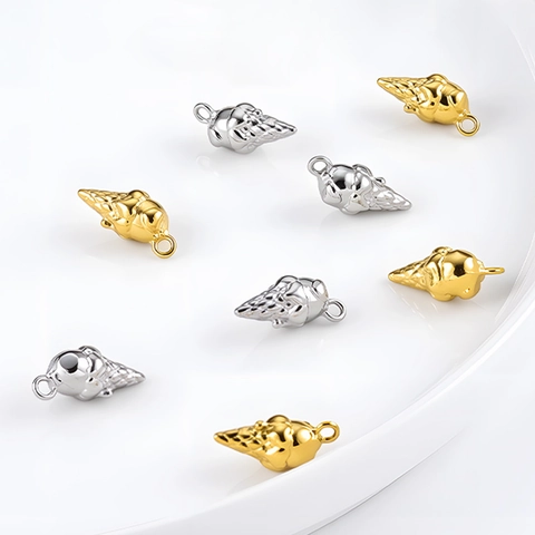 Pendentif DIY en Acier Inoxydable en Forme de Cornet de Glace Accessoires pour la Fabrication de Bijoux Collier Bracelet