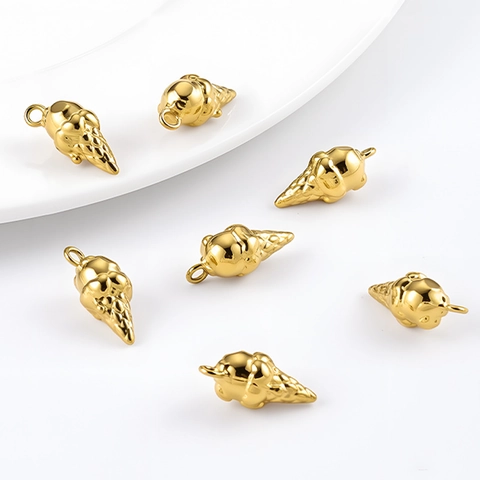 Pendentif DIY en Acier Inoxydable en Forme de Cornet de Glace Accessoires pour la Fabrication de Bijoux Collier Bracelet