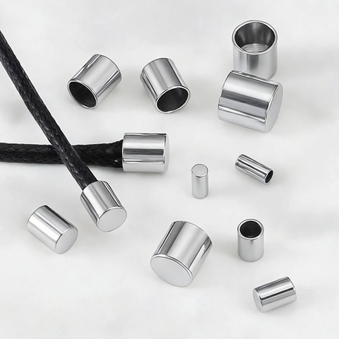 Capuchones de Acero Inoxidable 304 para Fabricación de Joyería DIY Conector de Cilindro Pulido para Pulsera de Cuerda