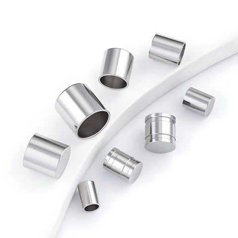 Capuchones de Acero Inoxidable 304 para Fabricación de Joyería DIY Conector de Cilindro Pulido para Pulsera de Cuerda