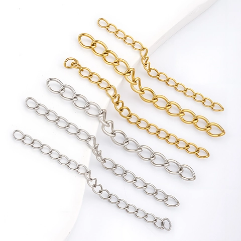 Cadena de Extensión de Acero Inoxidable 304 Bañado en Oro 18K Eslabón Liso para Collar Pulsera Accesorio de Creación de Joyas DIY