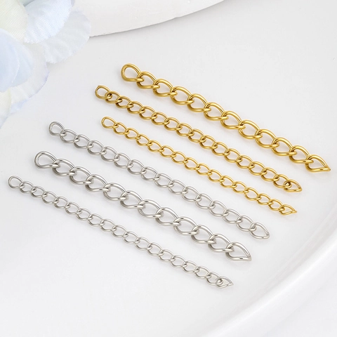 Cadena de Extensión de Acero Inoxidable 304 Bañado en Oro 18K Eslabón Liso para Collar Pulsera Accesorio de Creación de Joyas DIY