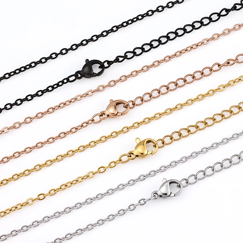 Minimalistische 304 Edelstahl O-Kabelgliederkette Halskette Für DIY Schmuckherstellung Gold Roségold Schwarz Gliederkette