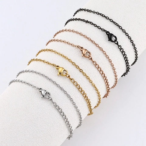 Minimalistische 304 Edelstahl O-Kabelgliederkette Halskette Für DIY Schmuckherstellung Gold Roségold Schwarz Gliederkette