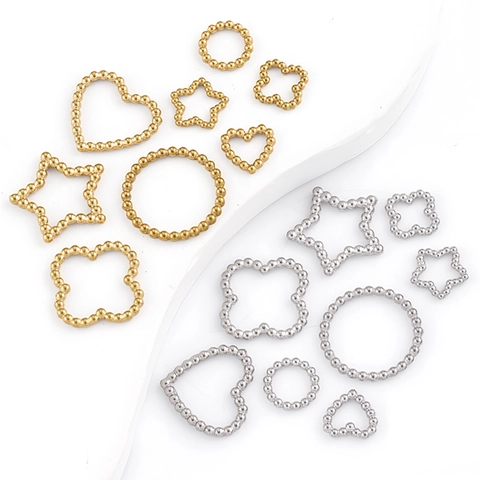Edelstahl Perlen Geometrische Verbindungsringe Herz Stern Kleeblatt Rund DIY Schmuckherstellung Charms Poliertes Zubehör