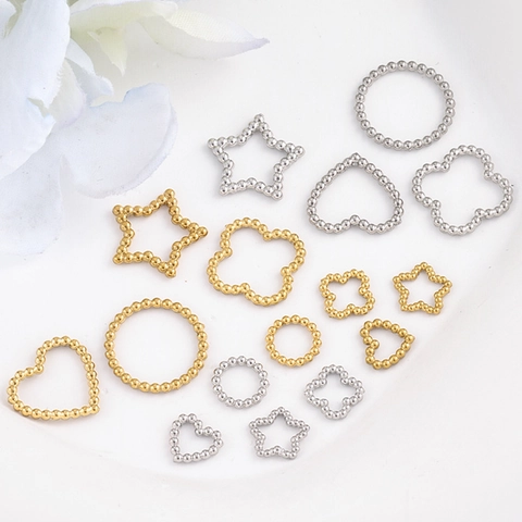 Edelstahl Perlen Geometrische Verbindungsringe Herz Stern Kleeblatt Rund DIY Schmuckherstellung Charms Poliertes Zubehör