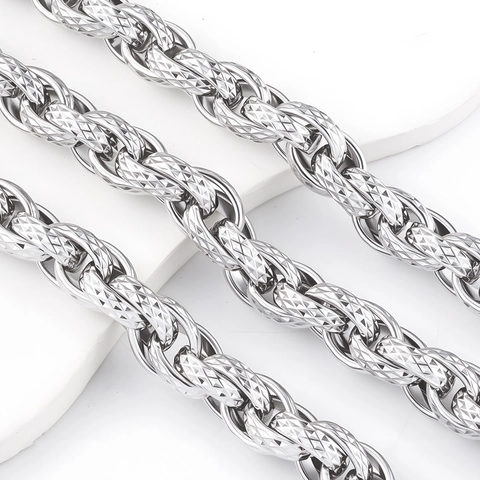Edelstahl Eingerückte Twist-Kette DIY Schmuckzubehör Hip Hop Dicke Halskette Hosenkette Glied Für Schmuckherstellung Herren Damen