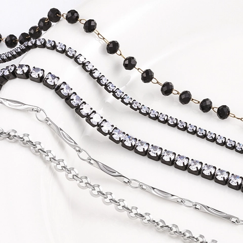 DIY 304 Stainless Steel Jewelry Chain Roll Zirconia Black Beads For Necklace Bracelet Making Handmade Jewelry Findings Accessory