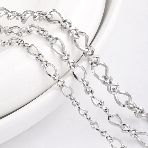 Cadena Retorcida en Forma de 8 de Acero Inoxidable para Hacer Joyas DIY Collar Pulsera Accesorio Hecho a Mano